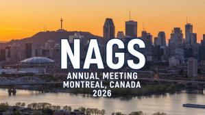 Picture of the skyline of Montreal with the NAGS logo overlaid
